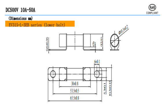 EV315-H EV315-L 3E / 3EB / 3ED Straßenfahrzeug Sicherungen DC500V 10A-50A Elektroauto speziell
