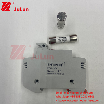 10x38mm 32A Silber-Element Solar Sicherung für Photovoltaik RT18-32X 10*38mm Zylindrische Sicherung Halter mit 32A 690V Low