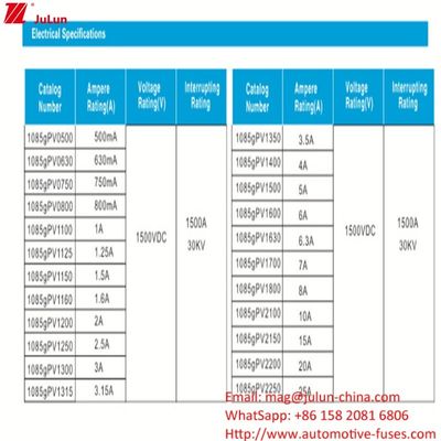 10*85mm 10A 1500V Hochspannungs-Photovoltaikverschluss für elektrische Geräte