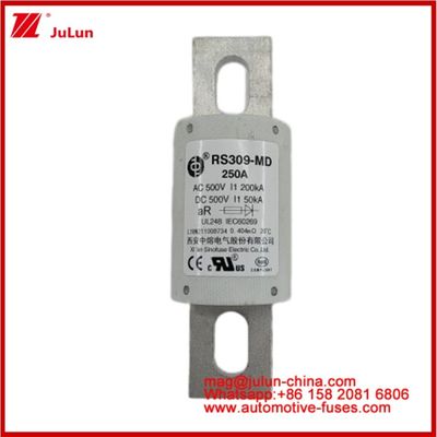 250A 500VAC Ev Sicherung RS309-MD-200KA 500VDC 50KA AR Karemische Gleichspannung Leistung Tubular Automobile Bolt Stud-Mount