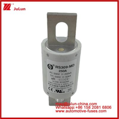 250A 500VAC Ev Sicherung RS309-MD-200KA 500VDC 50KA AR Karemische Gleichspannung Leistung Tubular Automobile Bolt Stud-Mount