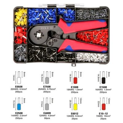Komfortable, vielseitige Mini-Draht-Ferrule, Tubular-Terminal, Krempel-Plier-Kit, 1200 Stück, Haushaltsgeräte, isoliert