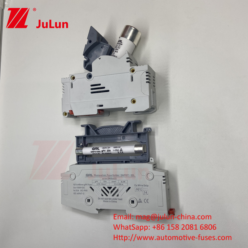 Solar-PV-Sicherung mit Kupfer-Sicherungselement Material RO17 Schnellblas-Keramik DIN Rail Moun 22x58MM Italweber-Sicherung 500V