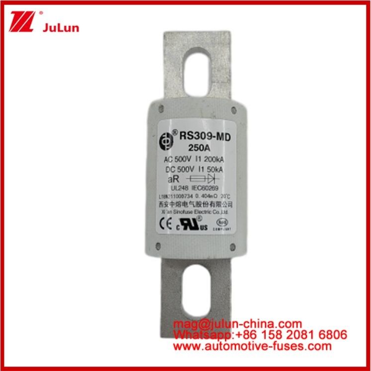 250A 500VAC Ev Sicherung RS309-MD-200KA 500VDC 50KA AR Karemische Gleichspannung Leistung Tubular Automobile Bolt Stud-Mount
