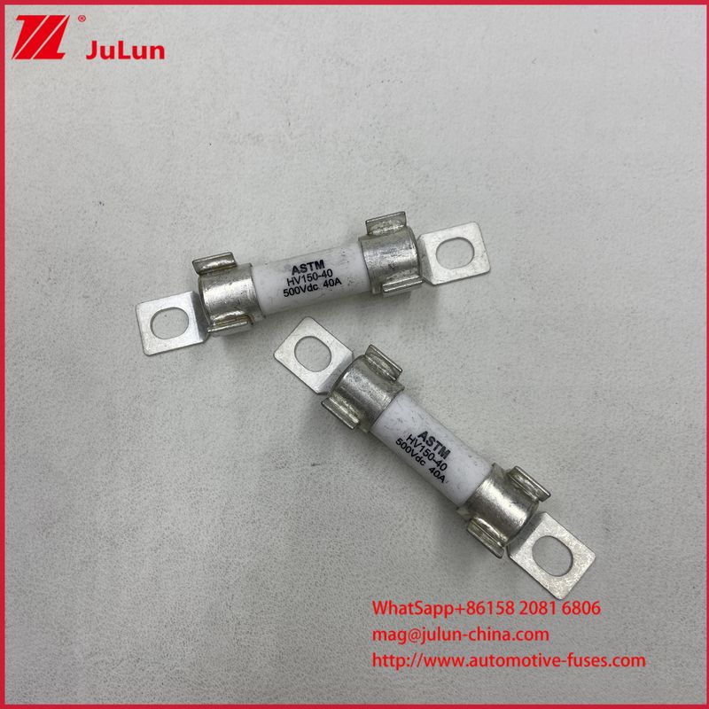 ASTM HV150 Elektrofahrzeug-Sicherung 30A 10A DC500V 20KA Keramik-Zylinder-Bolzen-Installation mit starker Abschaltfähigkeit
