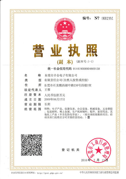 China dongguan Julun  electronics co.,ltd zertifizierungen